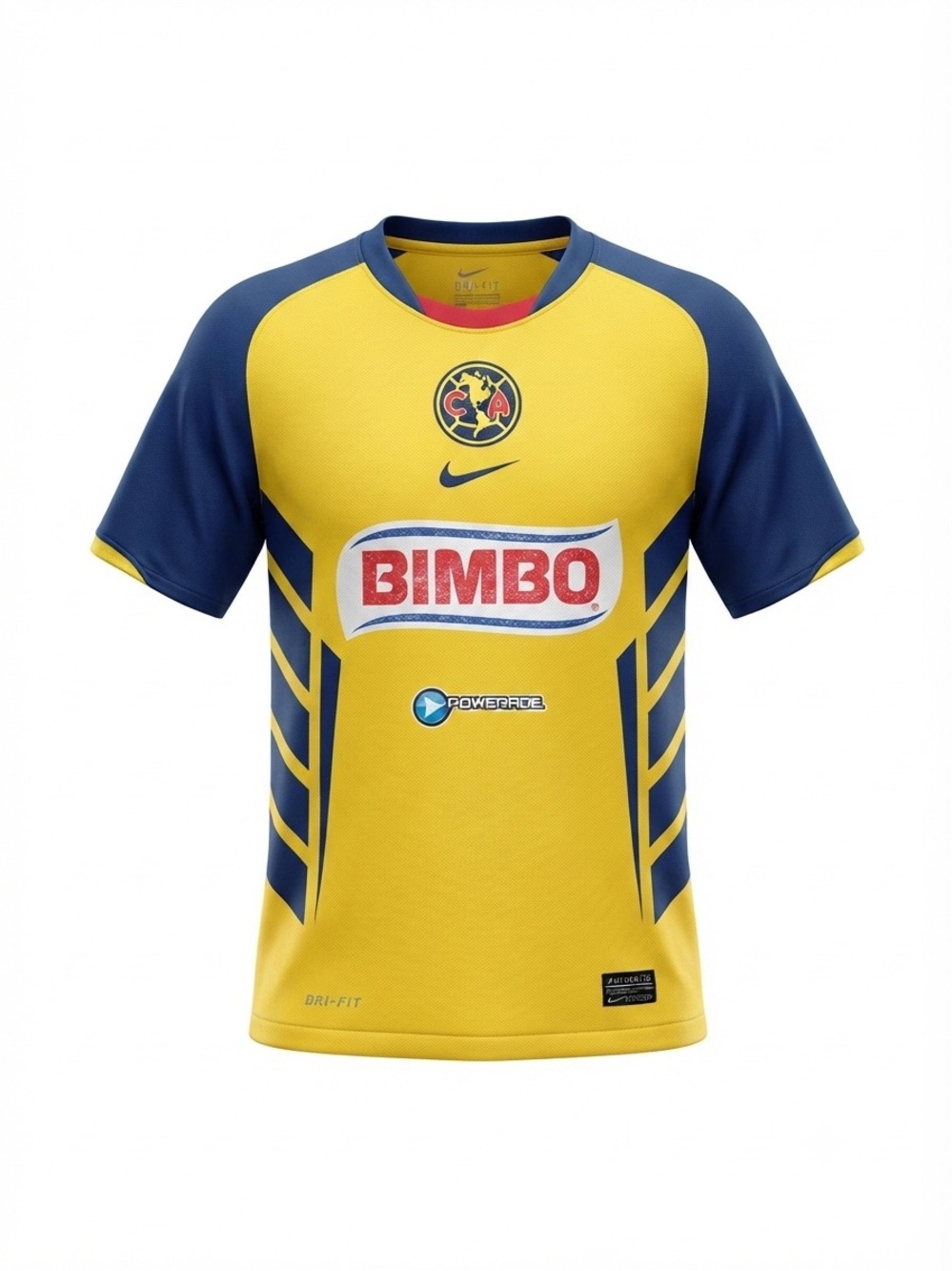 Nike Club America Retro Soccer Jersey M Yellow Blue Bimbo Corona Blokecore